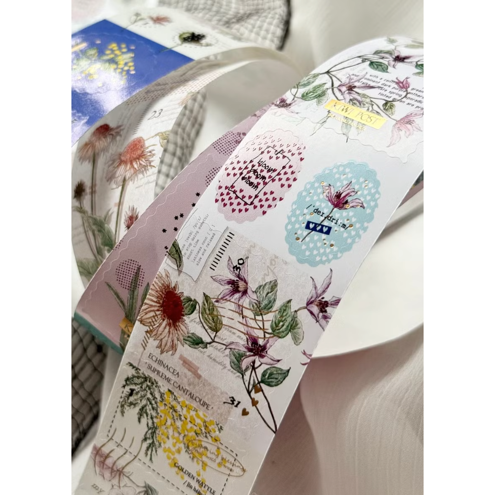 竹工凡花 呢喃祝福 燙金郵票貼紙捲【立夏手帳生活】-細節圖2