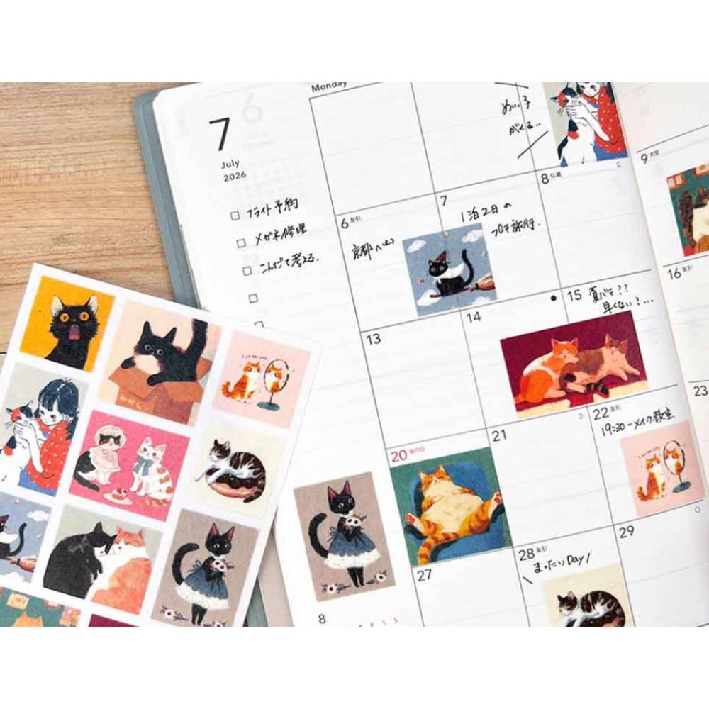 【4款】PINE BOOK「滿滿的動物們！」方塊小貼紙 透明貼紙組 手帳日記拼貼裝飾 日本製【立夏手帳生活】-細節圖3