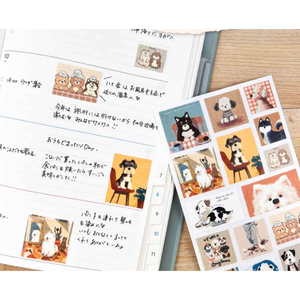 【4款】PINE BOOK「滿滿的動物們！」方塊小貼紙 透明貼紙組 手帳日記拼貼裝飾 日本製【立夏手帳生活】-細節圖5