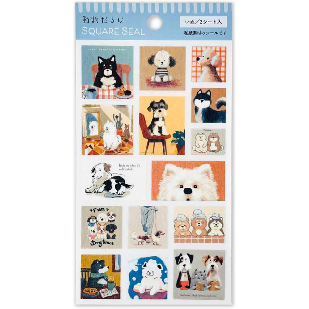 【4款】PINE BOOK「滿滿的動物們！」方塊小貼紙 透明貼紙組 手帳日記拼貼裝飾 日本製【立夏手帳生活】-細節圖7