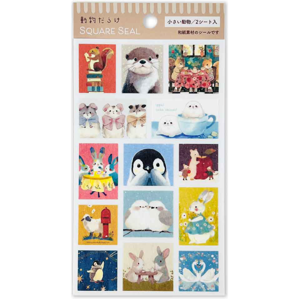 【4款】PINE BOOK「滿滿的動物們！」方塊小貼紙 透明貼紙組 手帳日記拼貼裝飾 日本製【立夏手帳生活】-細節圖8