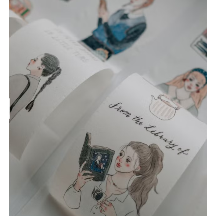 甜蜜生活 La Dolce Vita 書店裡的人 Life in a bookstore 紙膠帶【立夏手帳生活】-細節圖2