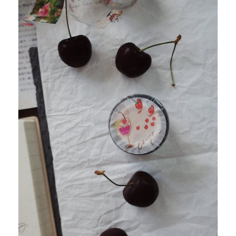 茄子先生 櫻桃泡泡 Cherry Fizz 3cm亮面PET膠帶 【立夏手帳生活】-細節圖4