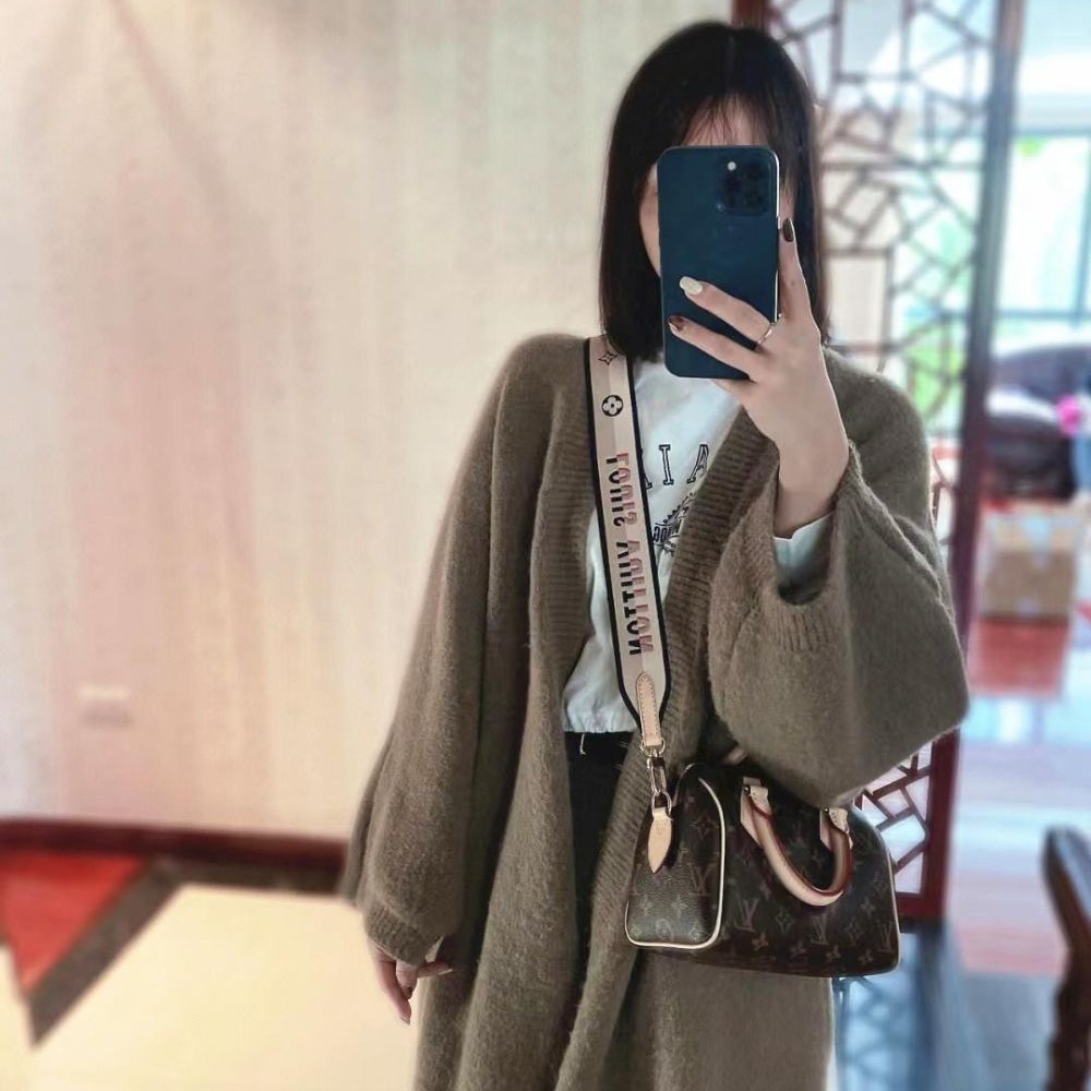 二手LV路易威登女包老花SPEEDY 20黑色寬肩帶手提單肩包M46234-細節圖6