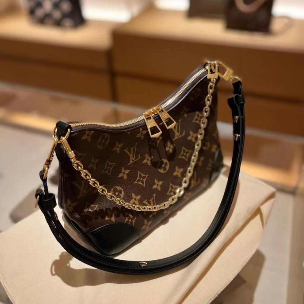 二手LV女包路易威登老花黑色BOULOGNE牛角包單肩包M45831-細節圖2