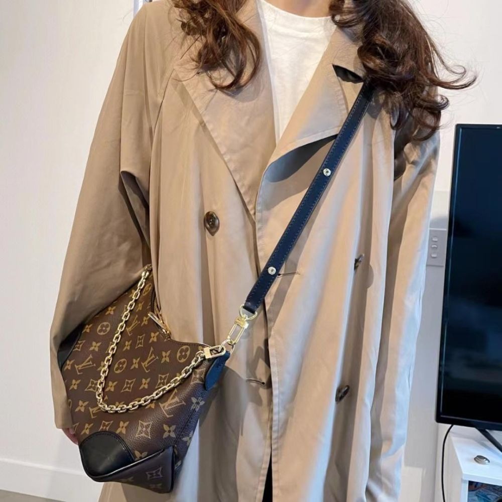 二手LV女包路易威登老花黑色BOULOGNE牛角包單肩包M45831-細節圖7