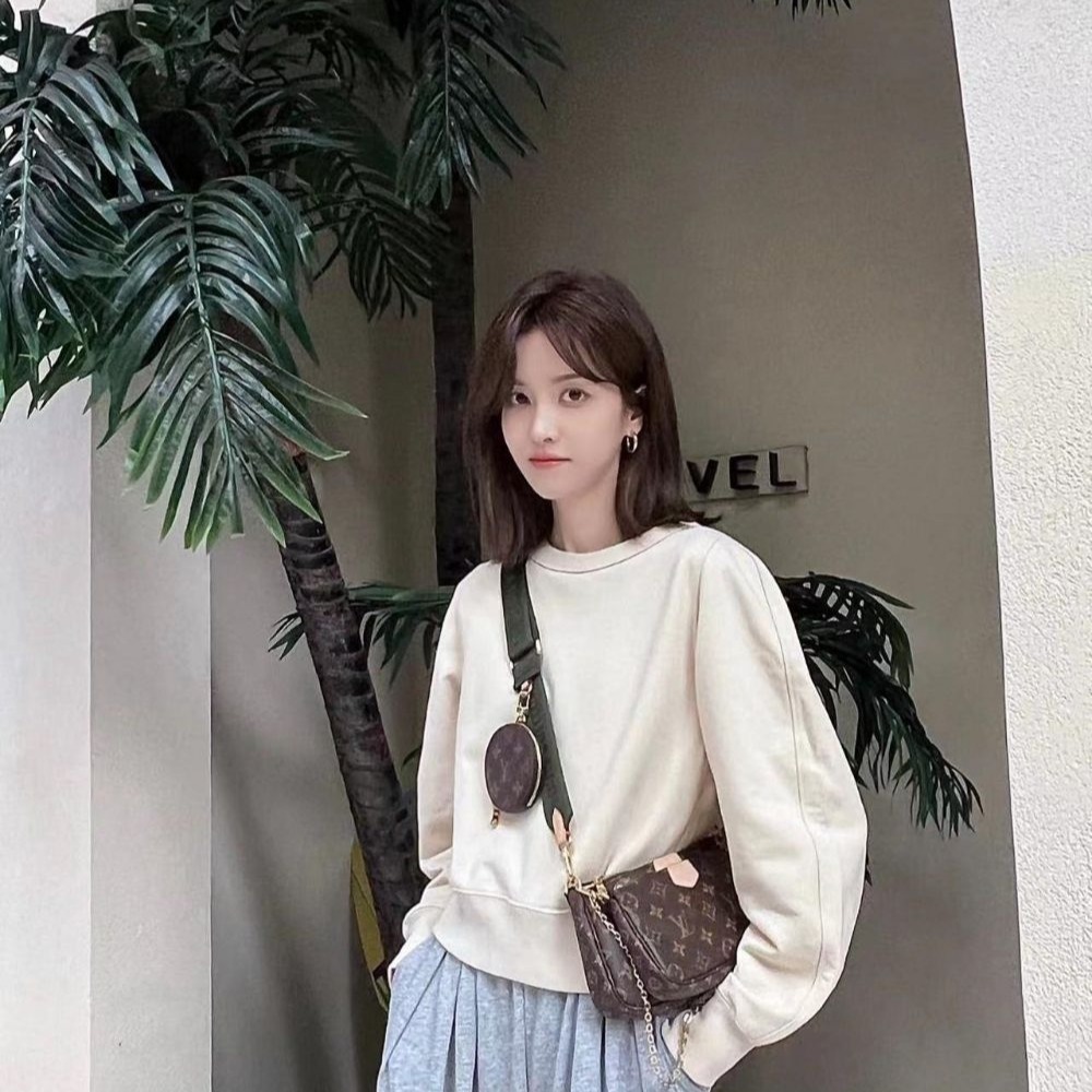 二手LV路易威登女包綠色肩帶五合一斜挎單肩包老花腋下包M44813-細節圖7