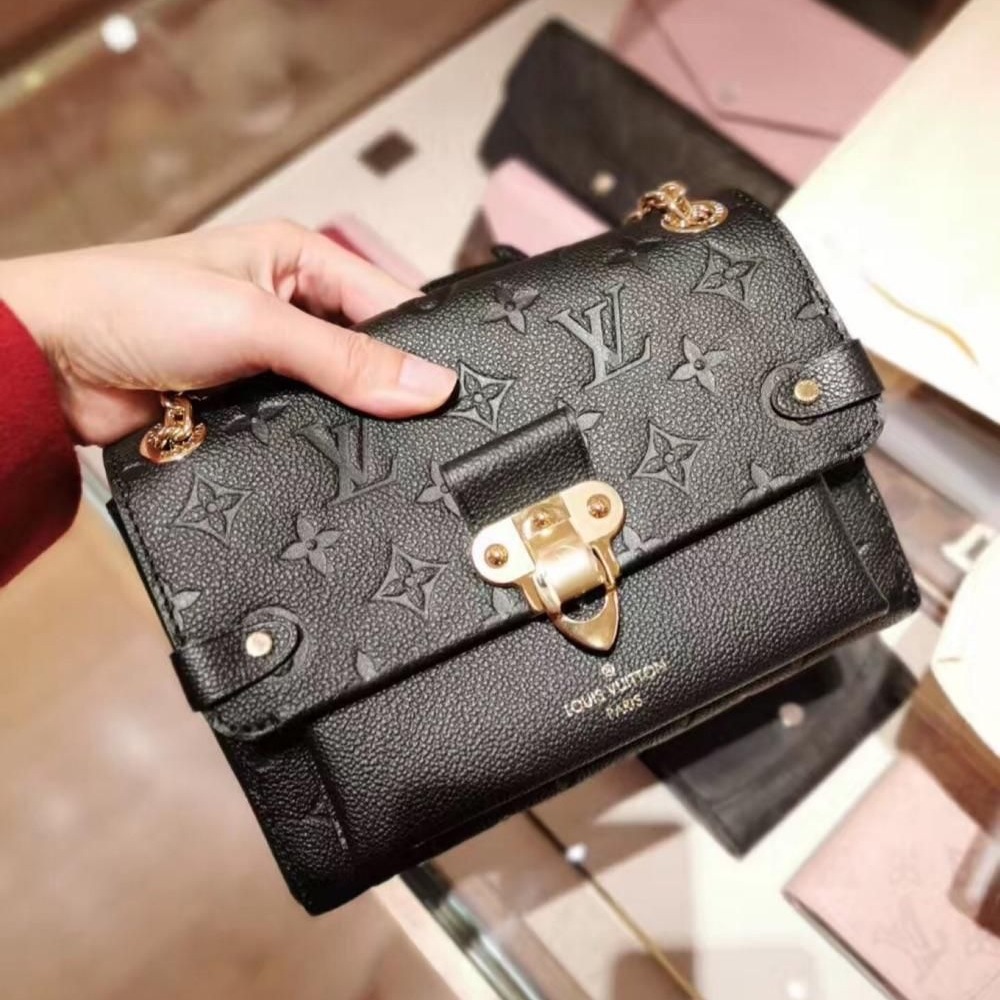 二手LV路易威登女包新款VAVIN壓紋PM鏈條單肩斜挎包M52271-細節圖2