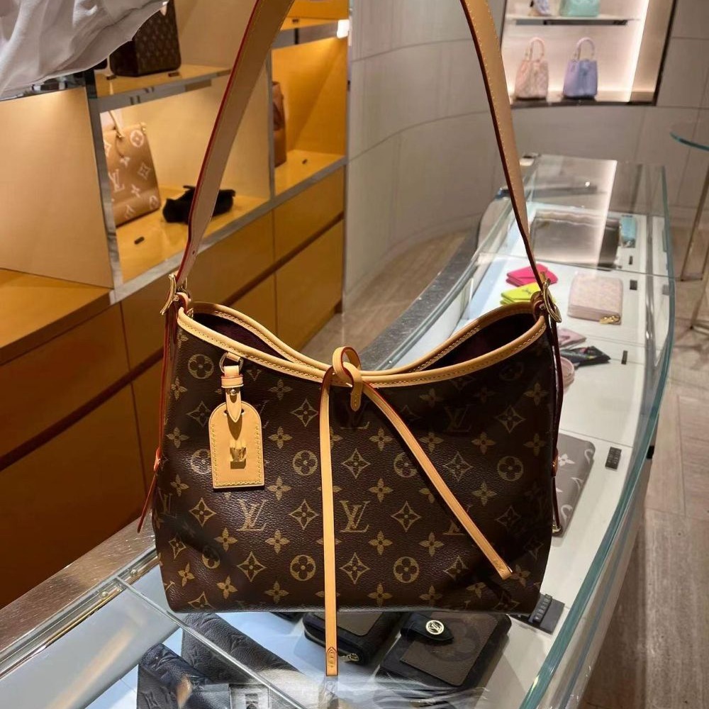 二手LV路易威登女包老花carryall小號/中號單肩包腋下包M46203-細節圖4