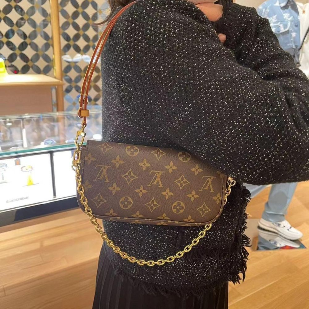 二手LV路易威登女包老花IVY新款麻將包手提單肩包腋下包M81911-細節圖2