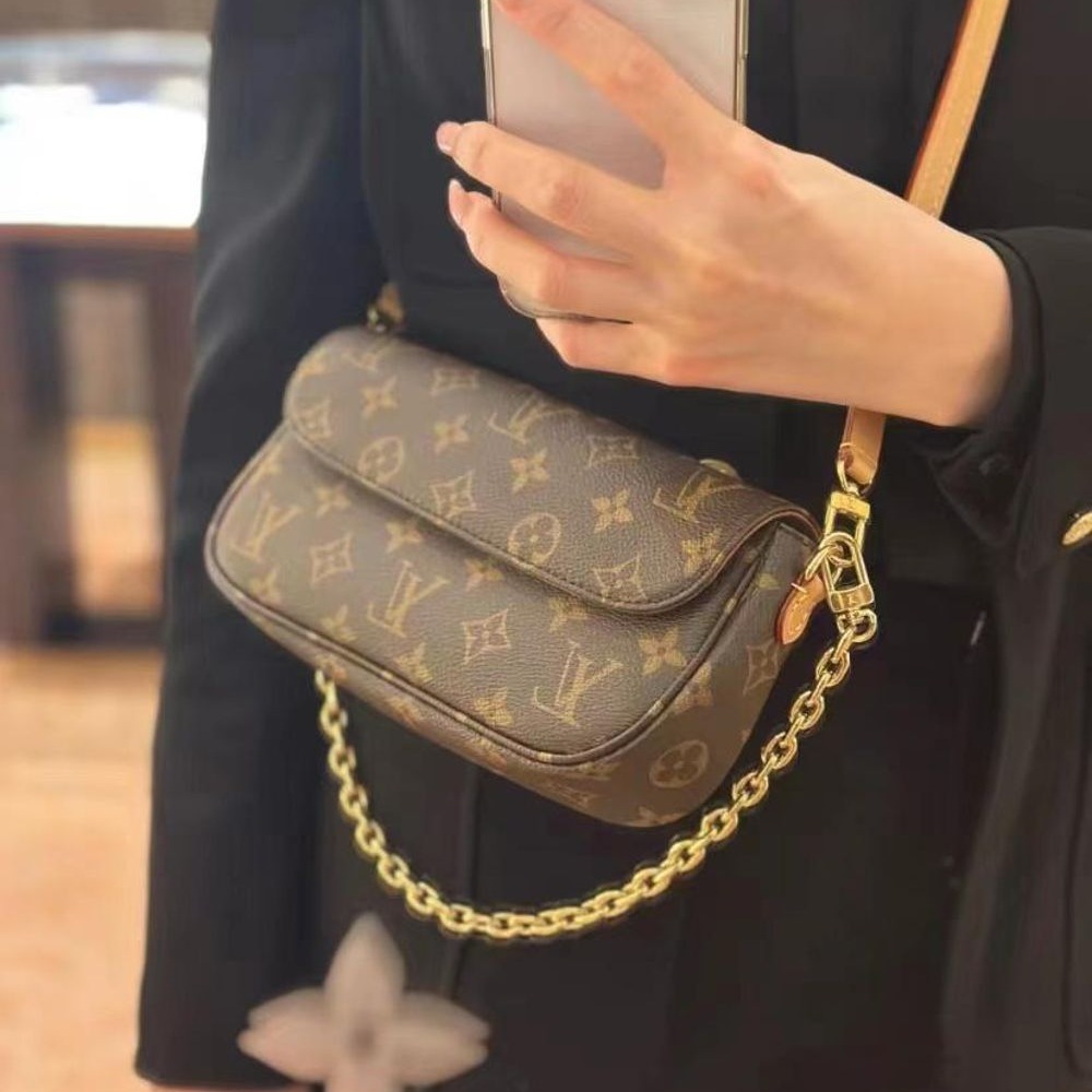 二手LV路易威登女包老花IVY新款麻將包手提單肩包腋下包M81911-細節圖3