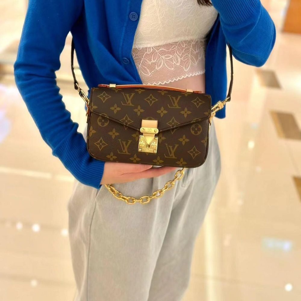 二手新款LV路易威登女包老花鏈條郵差包腋下單肩包M46279-細節圖3