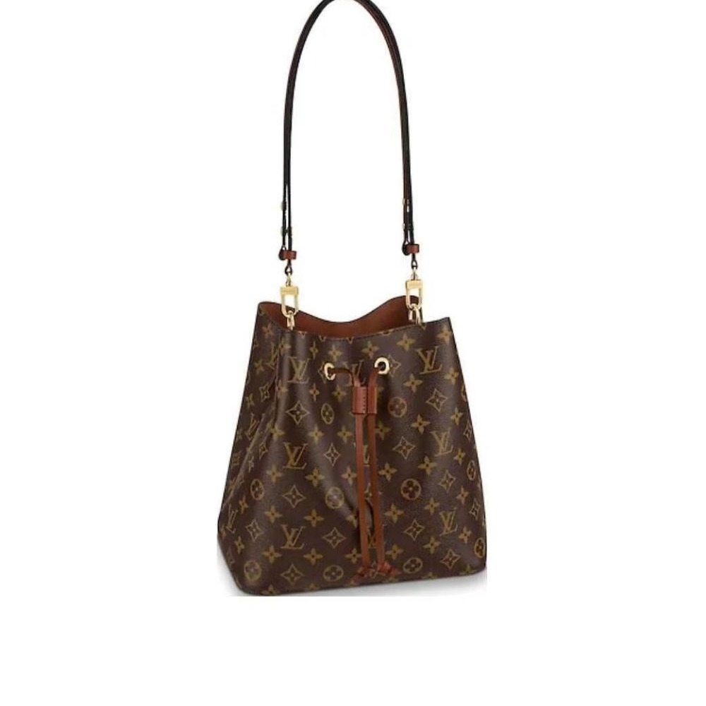 二手【現貨】LV老花NEONOE水桶包焦糖色手提單肩包女包棕桶M44887-細節圖8