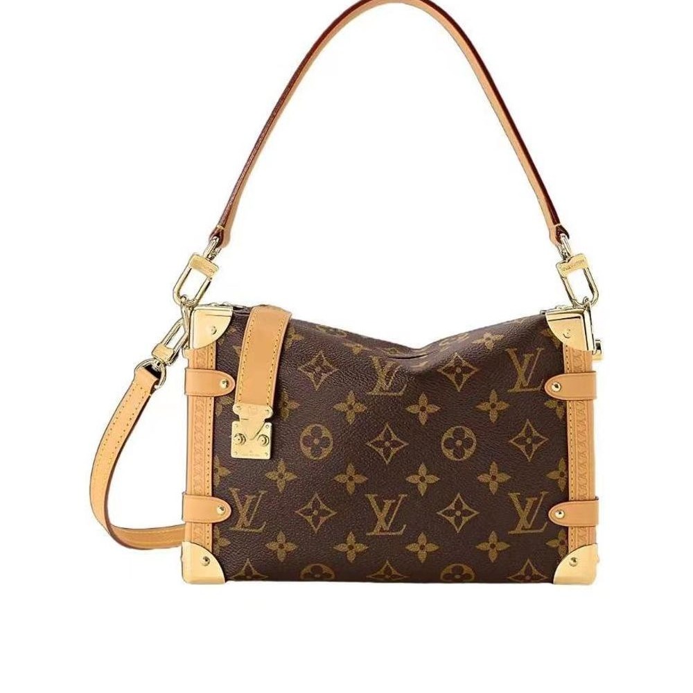 二手谷愛淩同款LV路易威登女包老花軟盒子SIDE TRUNK手提單肩包M46358-細節圖6