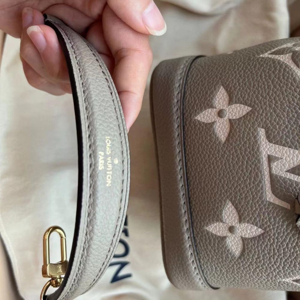 二手LV路易威登女包大象灰NANO NOE壓紋小水桶包迷你斜挎單肩包M46291-細節圖5
