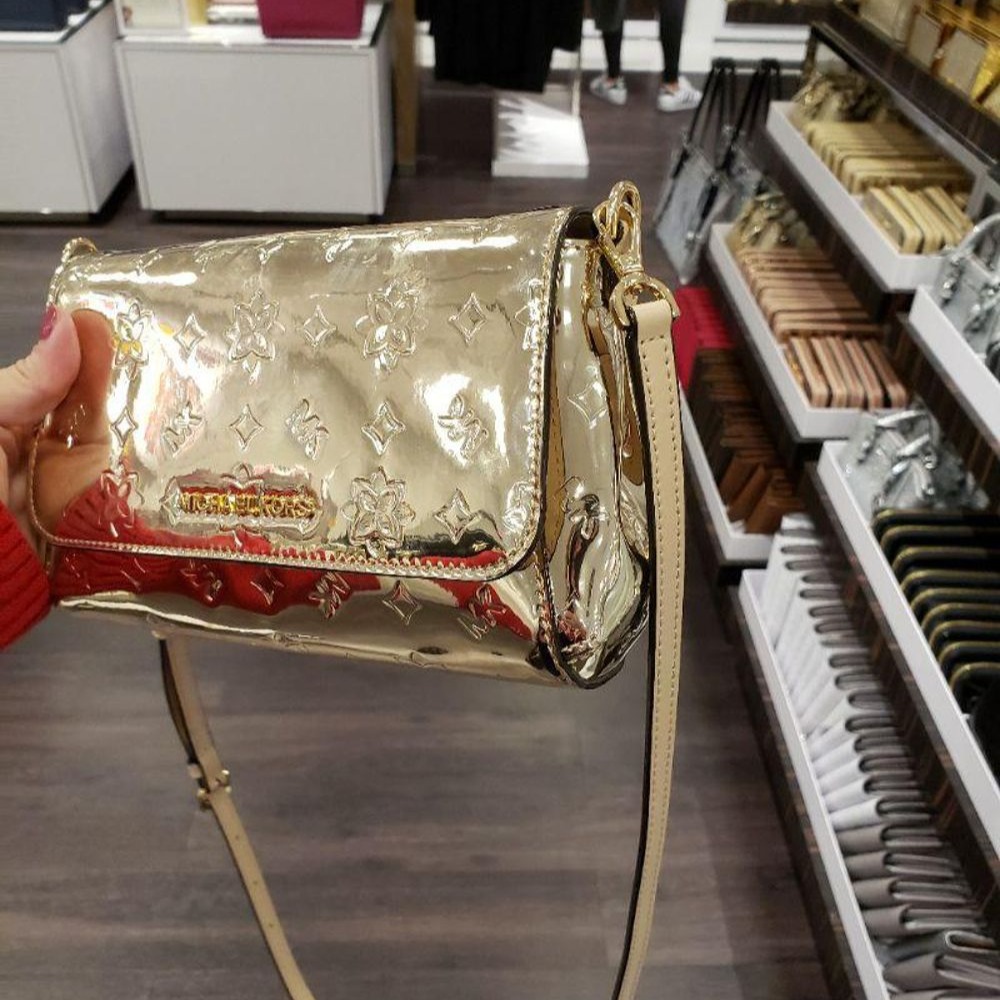 二手MK 新款 女包 印花logo鏡面 斜挎包 休閑包 LV同款 單肩包-細節圖4