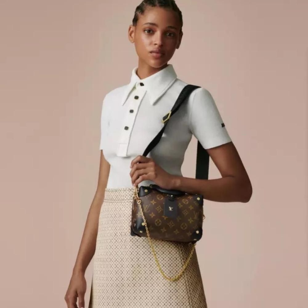 二手LV路易威登女包爆款新款Petite Malle老花鏈條單肩包手提包M45571-細節圖2