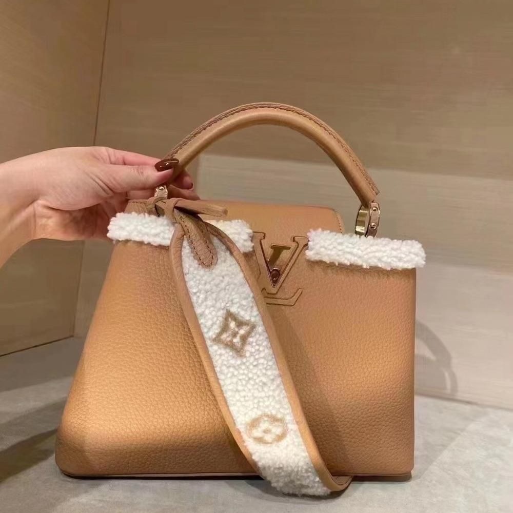 二手LV路易威登女包新款CAPUCINES BB 手袋帶肩帶手拎包斜挎包m59267-細節圖4