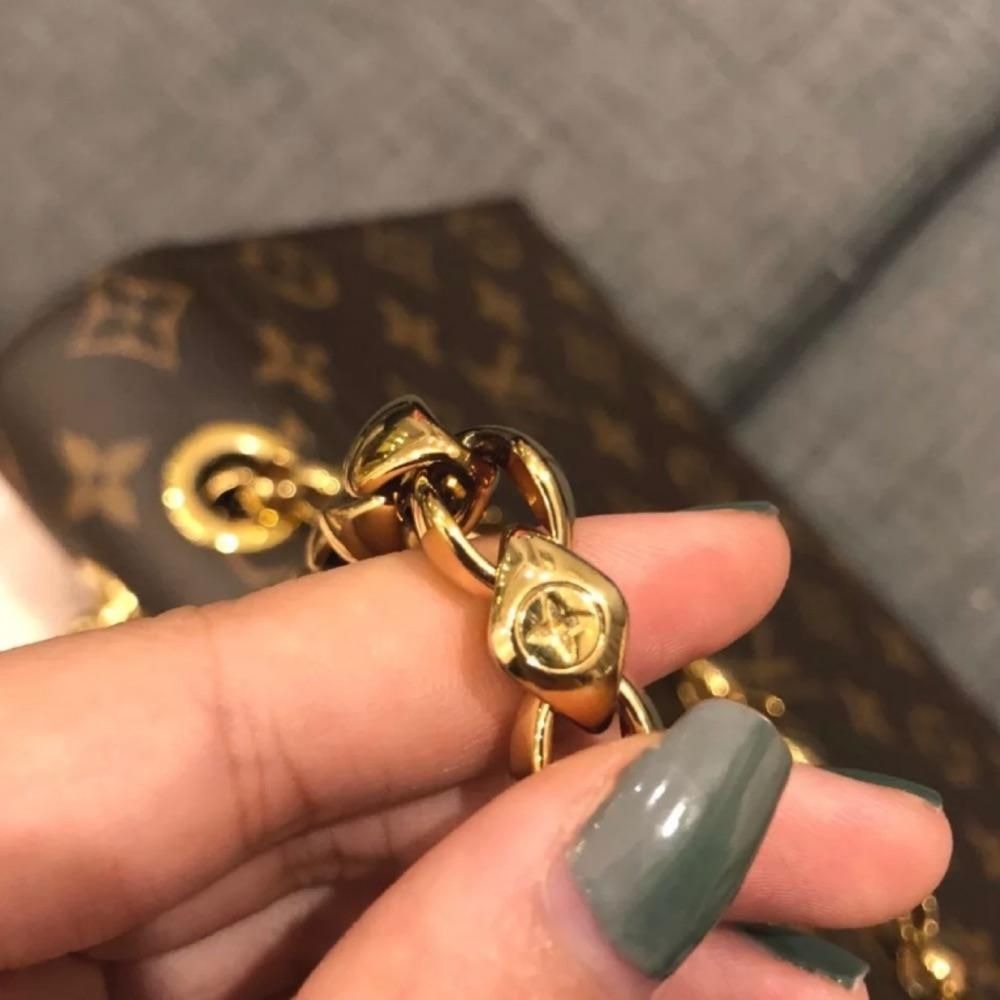 二手LV路易威登女包VICTOIRE黑色老花拼色鏈條包單肩包M41730爆款-細節圖4