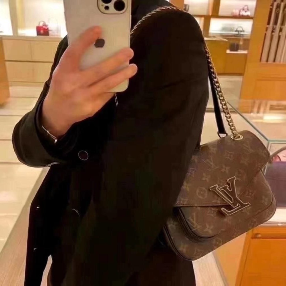 二手LV路易威登女包Passy 老花鏈條郵差包單肩包M45592爆款-細節圖4