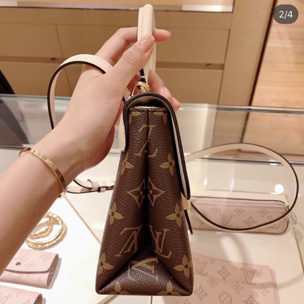 二手LV路易威登女包locky BB郵差包拼色老花鎖頭白色斜挎包M44141爆款-細節圖3