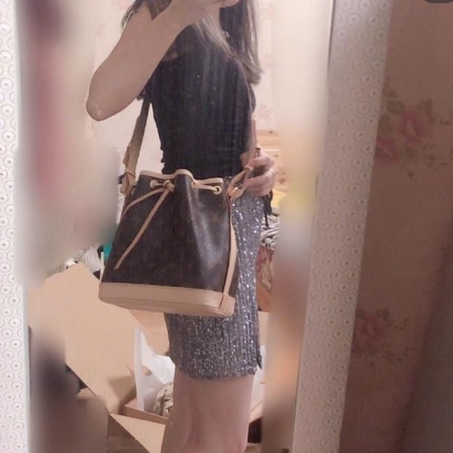 二手LV路易威登女包NOE BB老花水桶包單肩包斜挎包-細節圖6