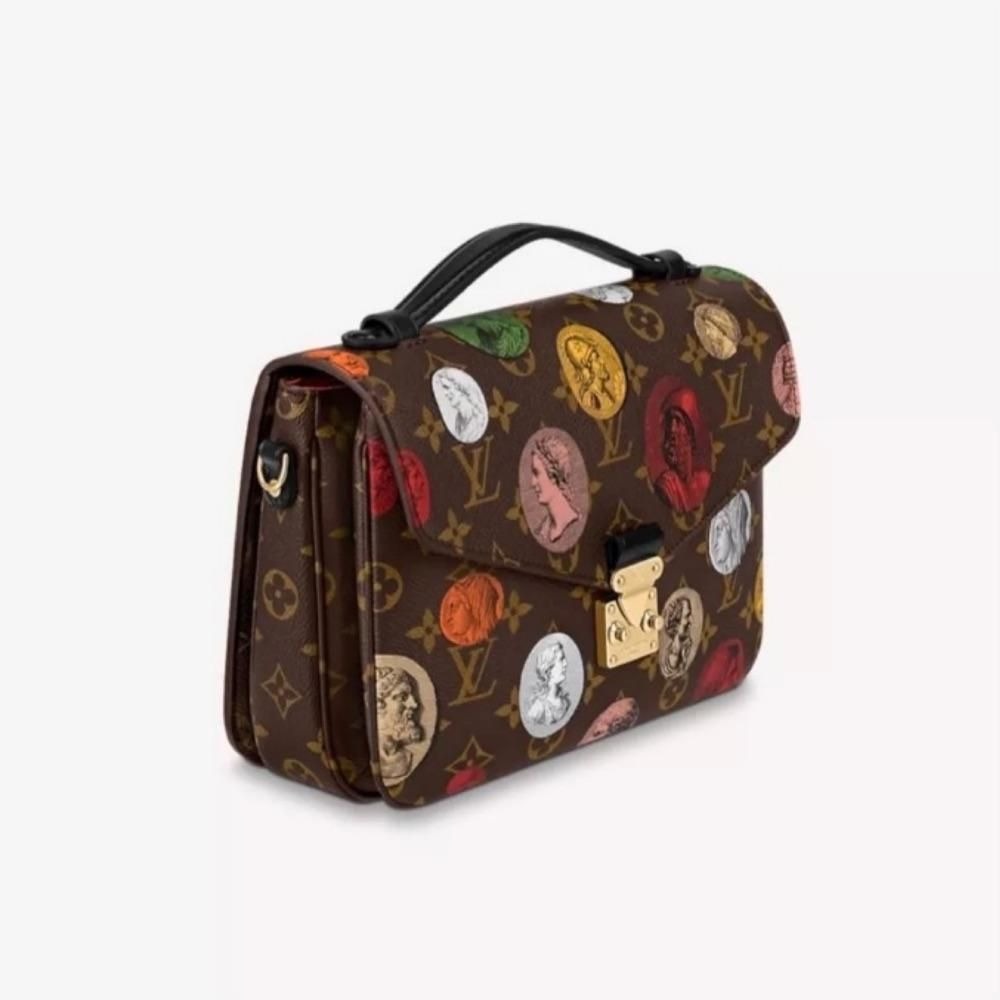 二手LV路易威登女包Pochette彩色浮雕印花斜挎單肩包郵差包M59257爆款-細節圖2