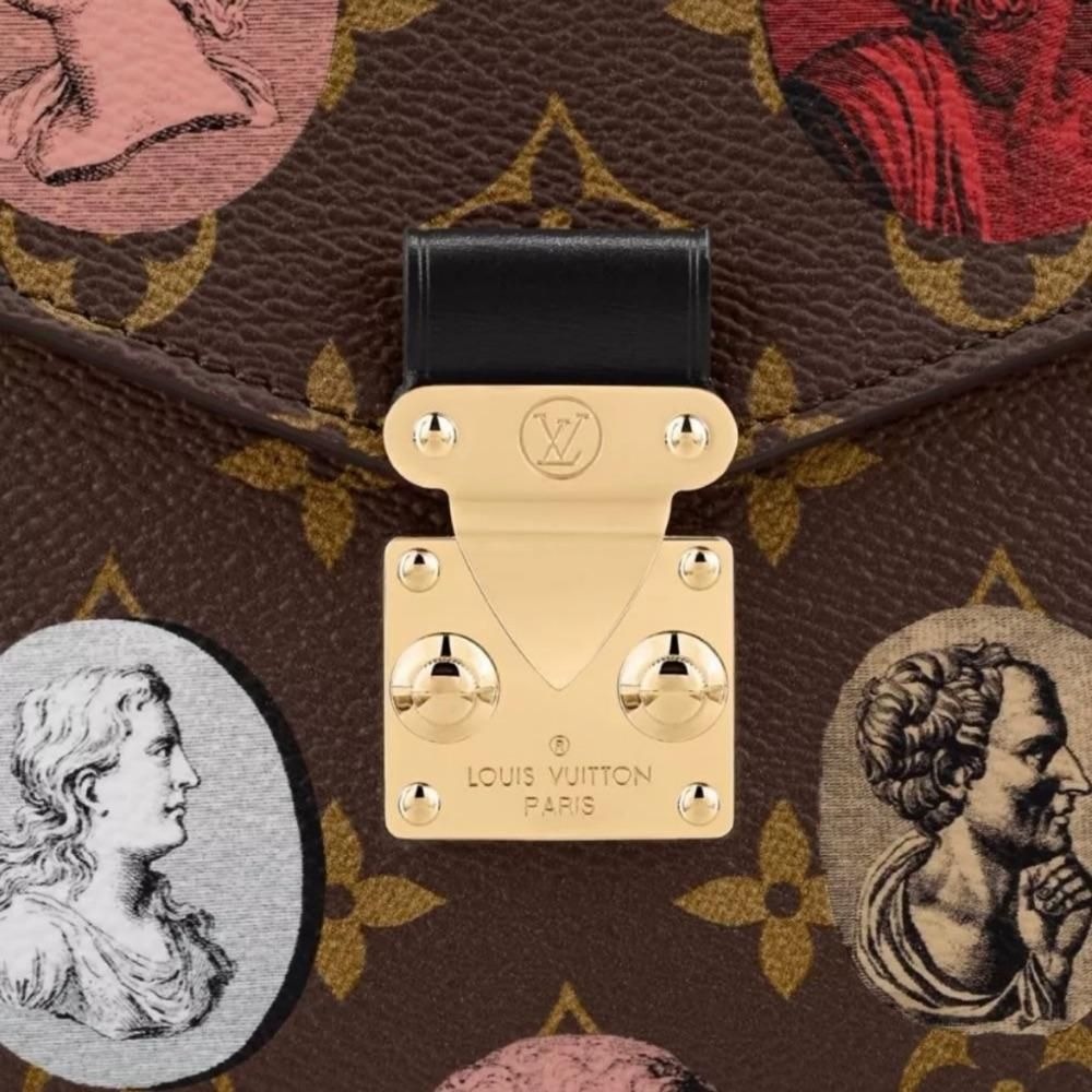 二手LV路易威登女包Pochette彩色浮雕印花斜挎單肩包郵差包M59257爆款-細節圖5