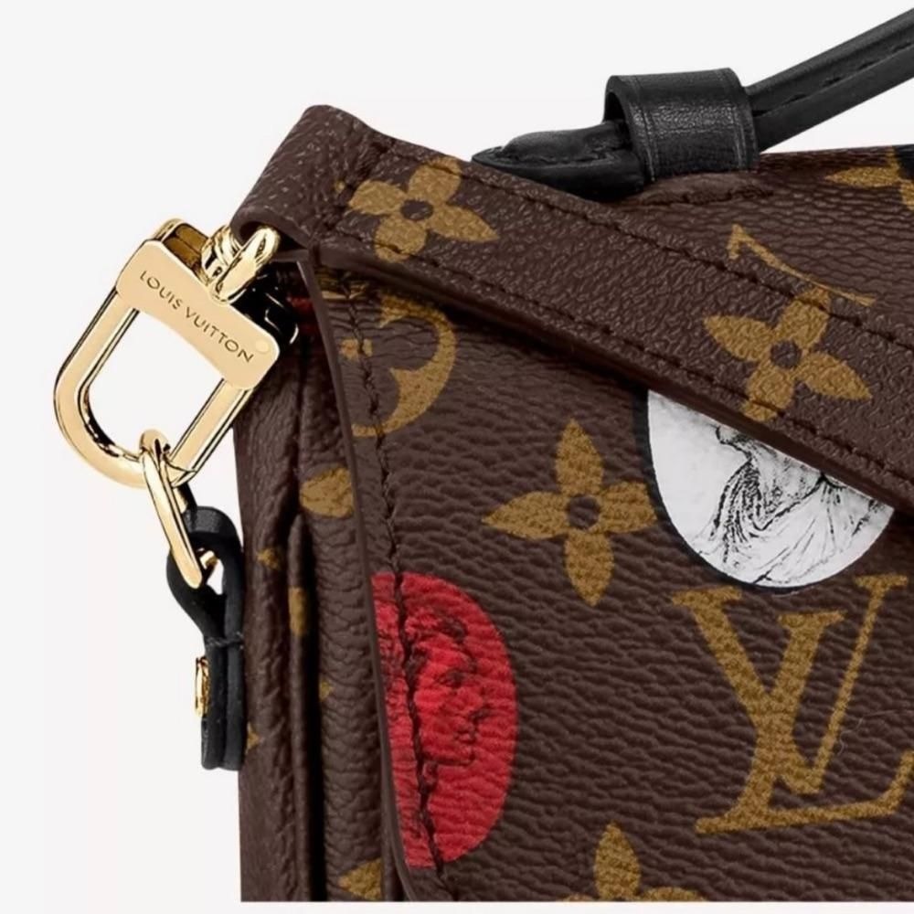 二手LV路易威登女包Pochette彩色浮雕印花斜挎單肩包郵差包M59257爆款-細節圖6