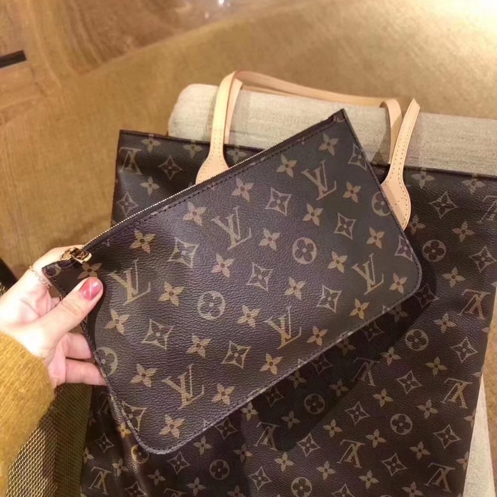 二手LV路易威登女包爆款春夏新款老花單肩子母包購物袋M45199-細節圖3