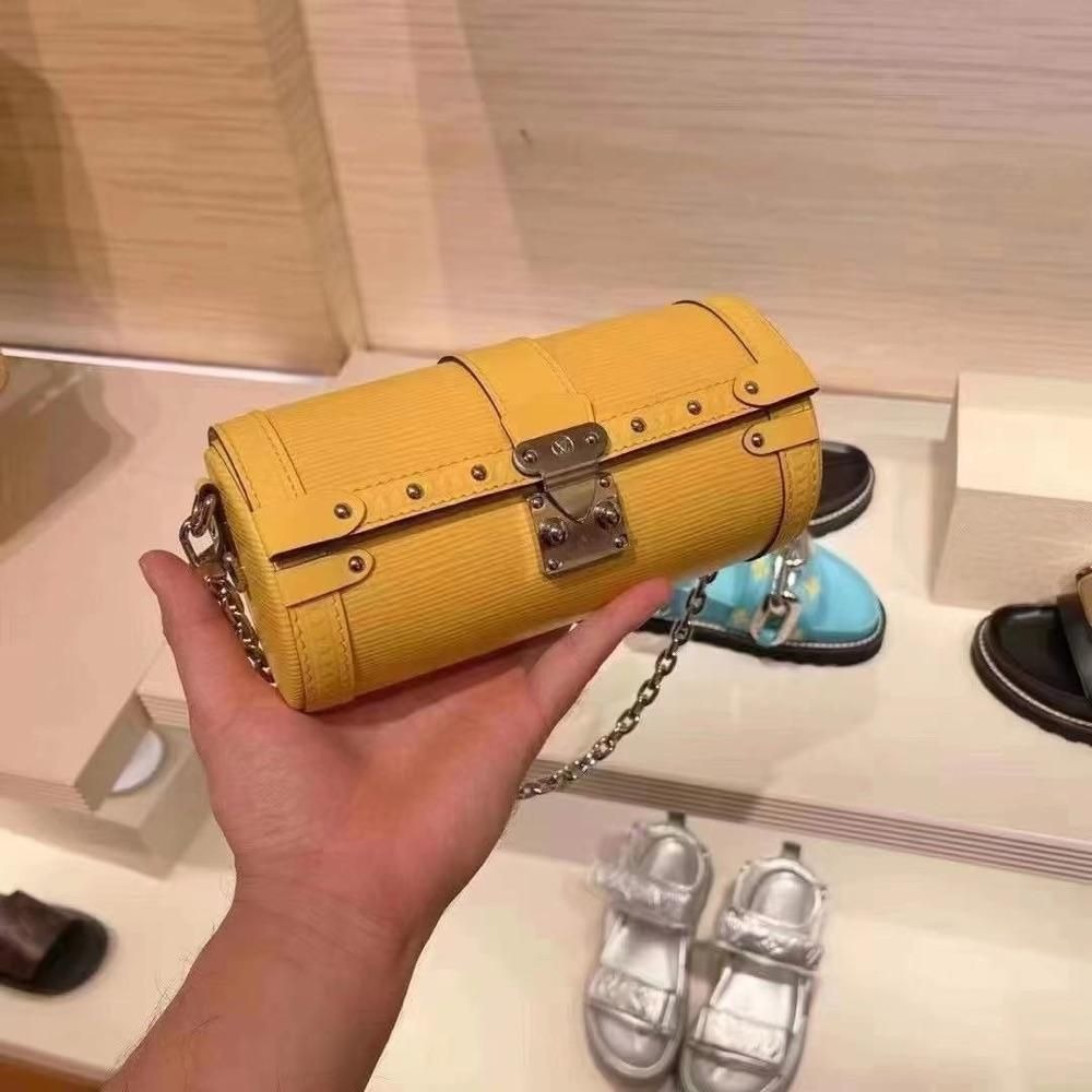 二手LV路易威登女包秀款限量PAPILLON TRUNK法棍包鏈條包圓筒包M58647-細節圖2