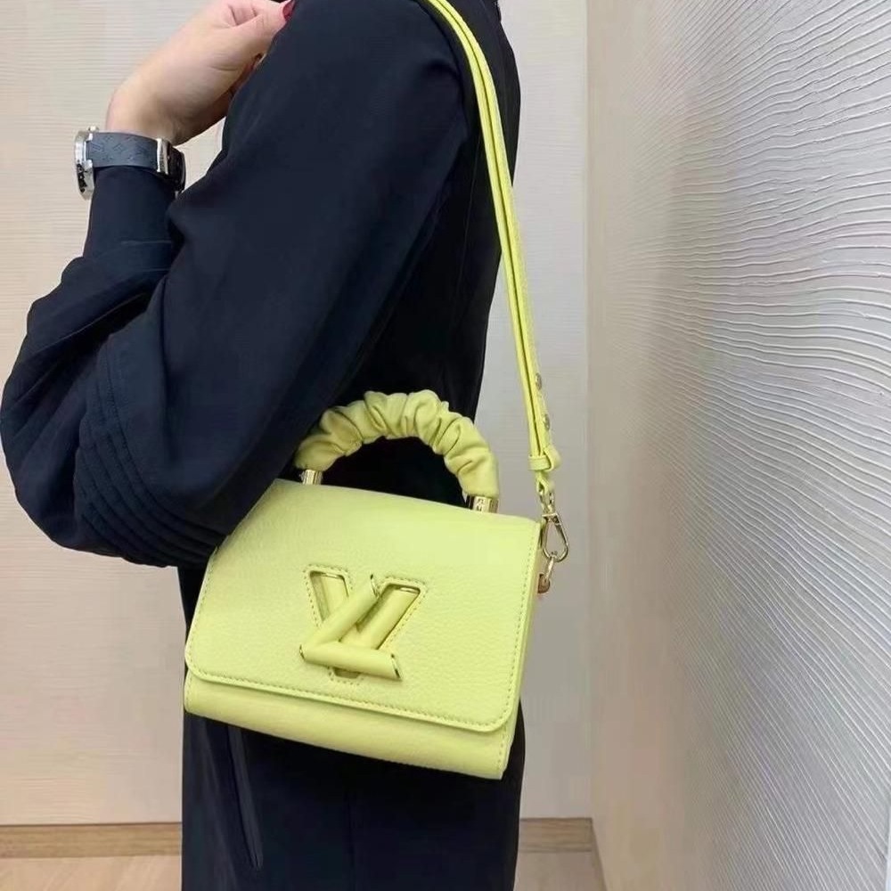 二手LV路易威登女包新款TWIST小牛皮抽褶手柄小號手袋多色M58571-細節圖2