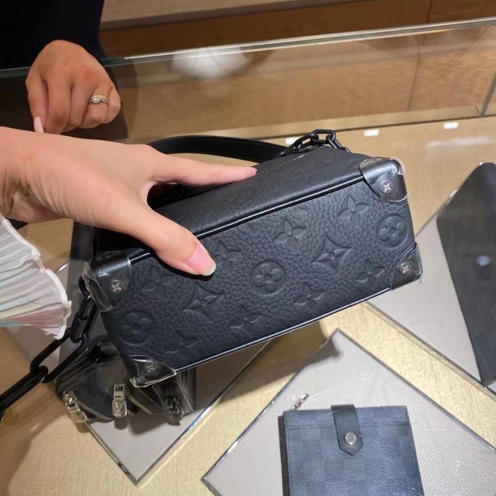 二手LV路易威登女包新款MINI TRUNK黑色老花小箱包鏈條包手提包M44735-細節圖2