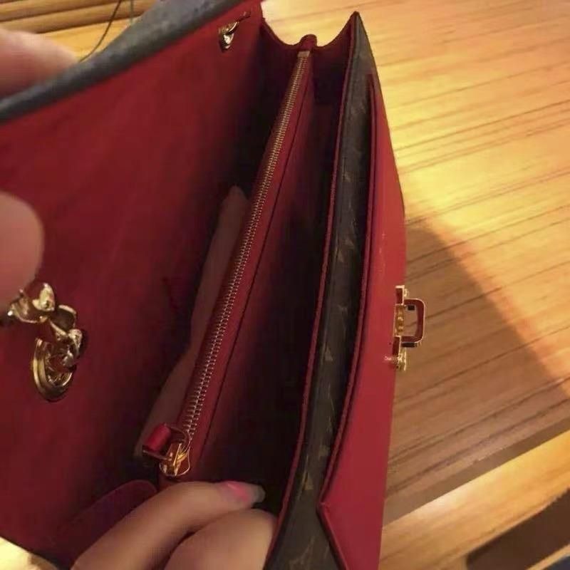 二手LV路易威登女包VICTOIRE老花拼色鏈條包單肩包斜挎包M41731 爆款-細節圖4