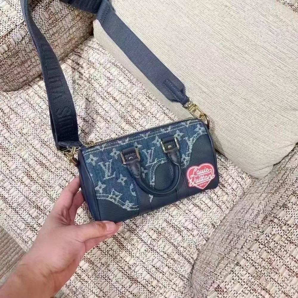 二手LV路易威登男包女包KEEPALL XS手提牛仔單肩包斜挎包M81011爆款-細節圖2