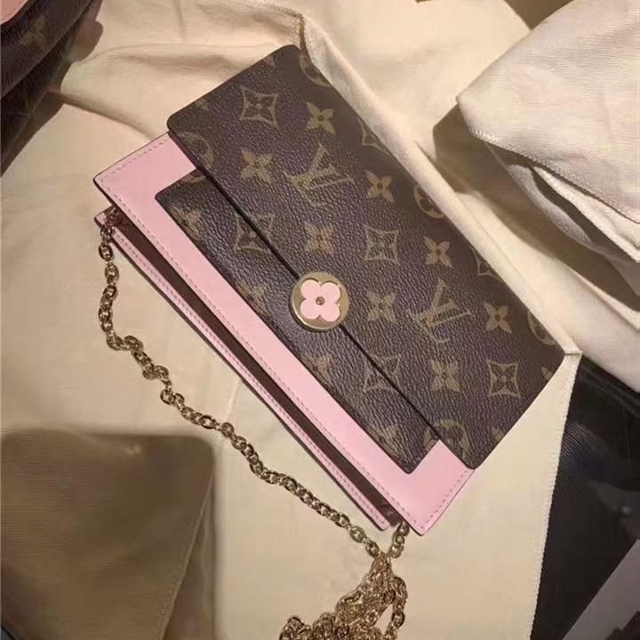 二手LV Flore老花粉色花朵包 鏈條包 單肩包 斜挎包 M67405-細節圖4