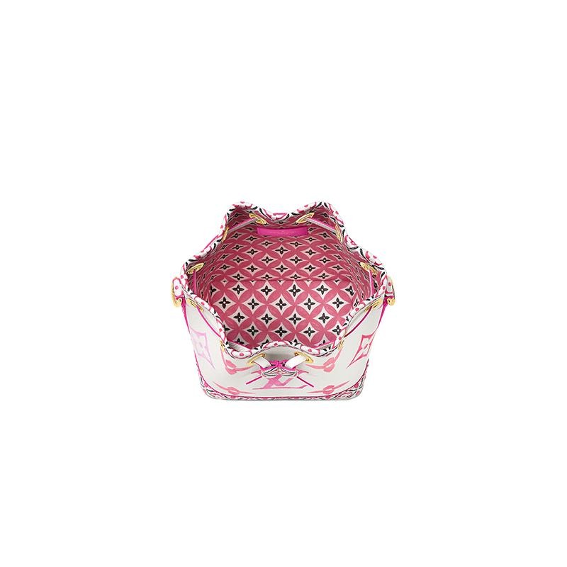 二手LV/路易威登23新款NanoNoé女士奶油白色/玫瑰粉色單肩包/手提包-細節圖3