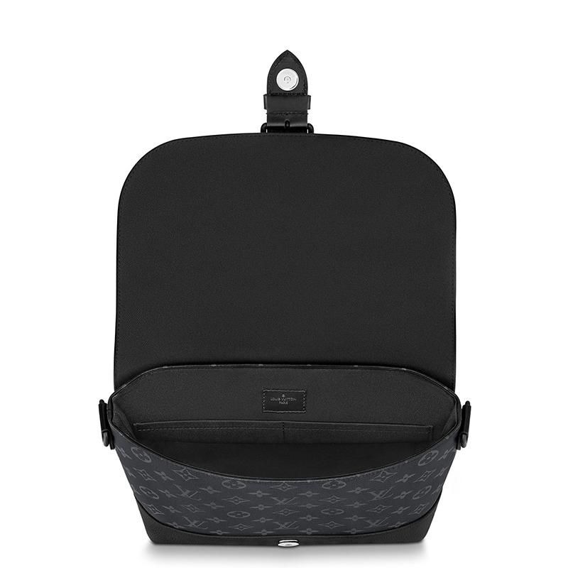 二手LV/路易威登經典款SAUMUR系列男士黑色老花帆布單肩斜跨郵差包-細節圖8