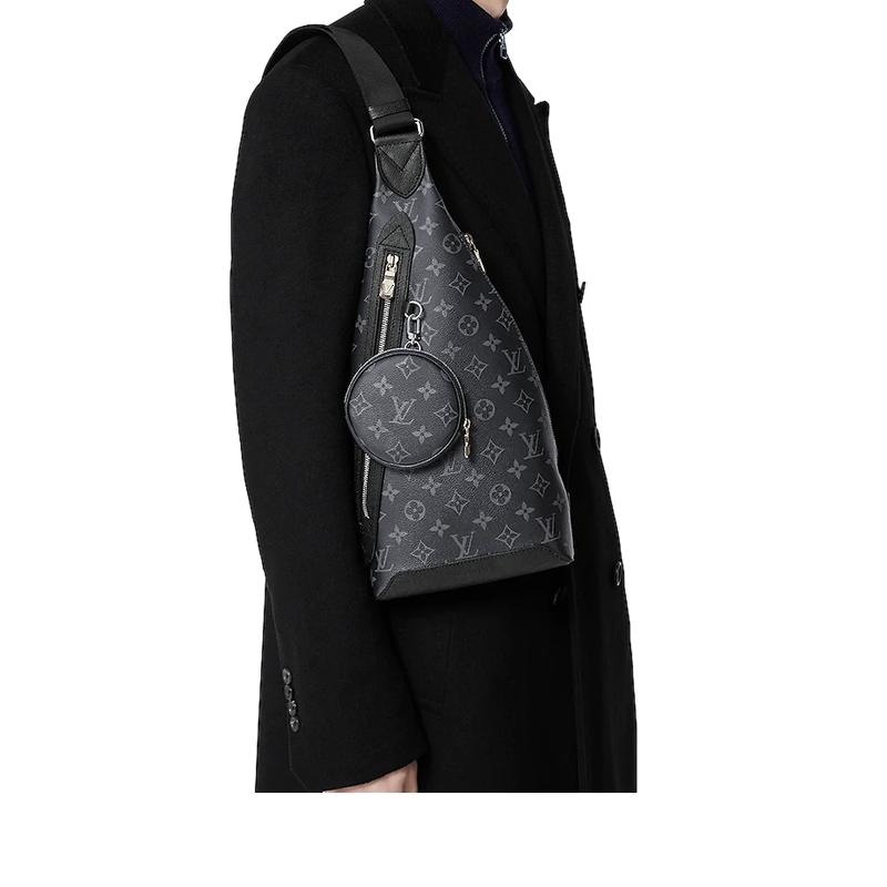 二手LV/路易威登23新款Duo男士黑色交織字母帆布配皮斜挎包-細節圖3