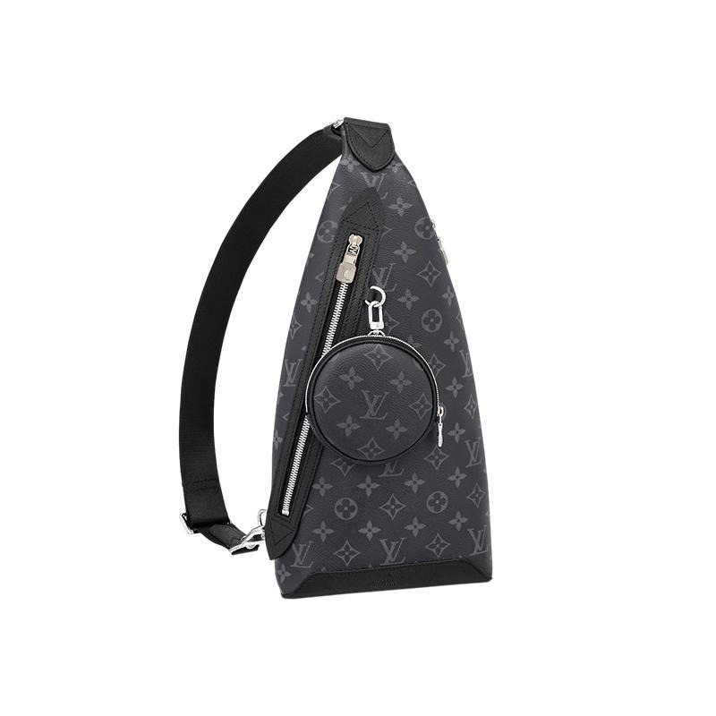 二手LV/路易威登23新款Duo男士黑色交織字母帆布配皮斜挎包-細節圖4