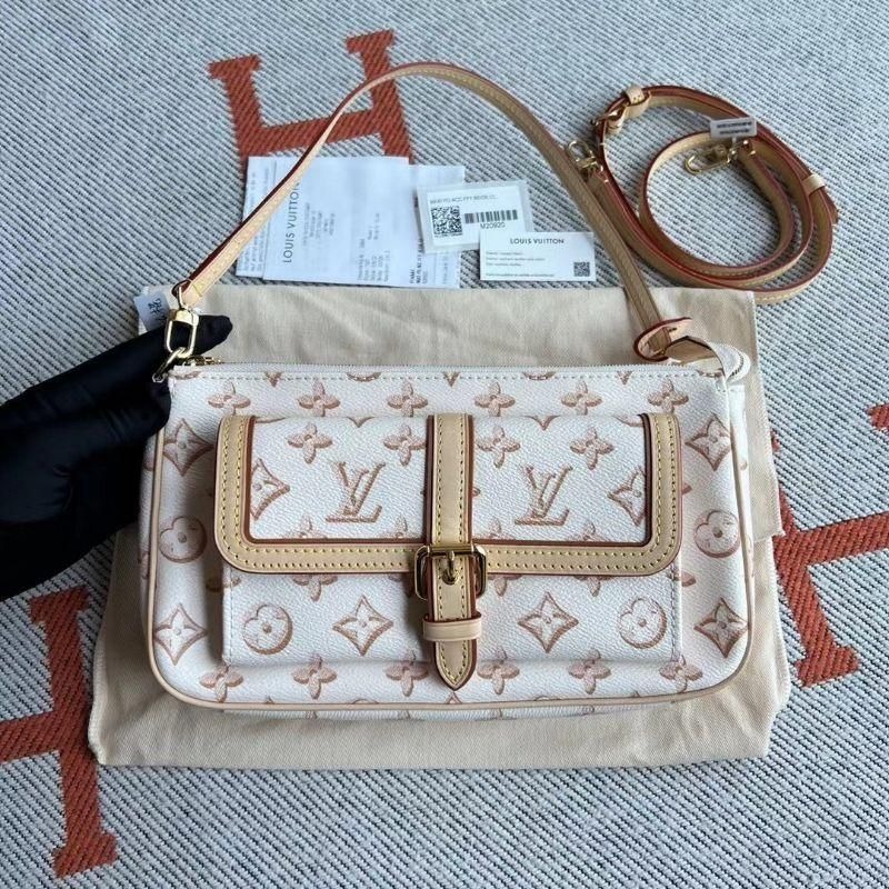 二手99新LV路易威登經典爆款純皮白色限量法棍單肩腋下包-細節圖2