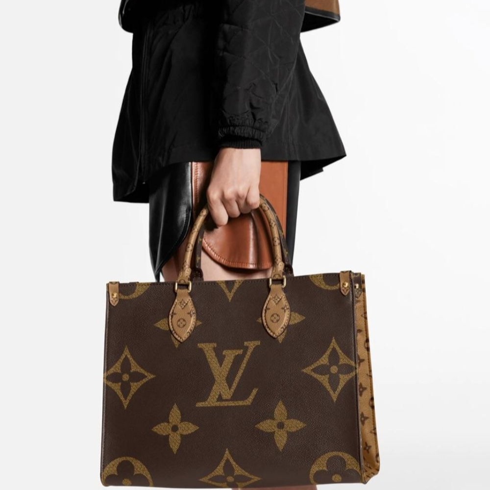 二手99新LV路易威登大號tote onthego 小號 大號 老花 手提包 單肩包-細節圖8