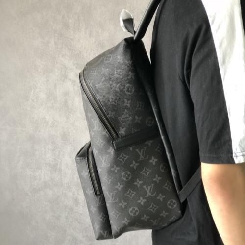 二手99全新LV路易威登男士discovery黑老花阿波羅雙肩包背包M43186-細節圖8