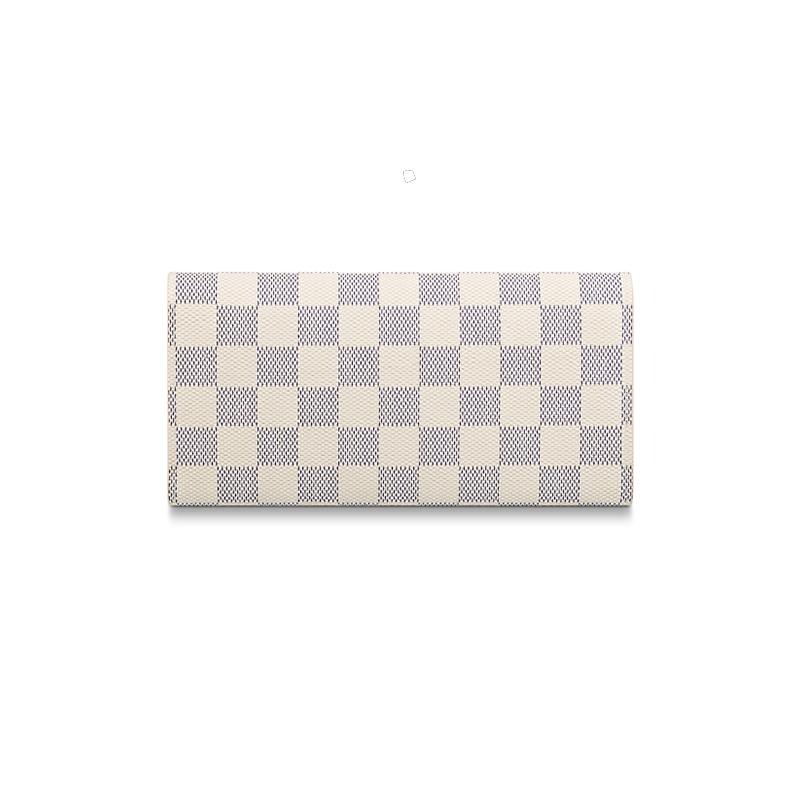 二手99新LV/路易威登 milie女士達米爾米色帆布配皮按扣開合錢包 N41625-細節圖3