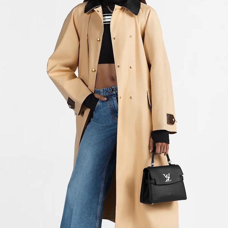 二手99新LV路易威登23新款LockMe女士迷你黑色粒面小牛皮斜挎單肩包-細節圖3