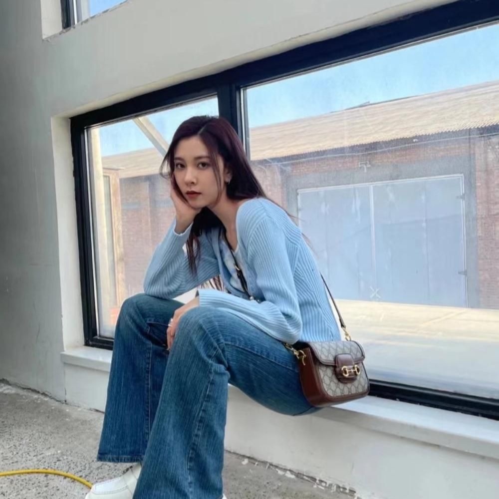 二手99新Gucci mini1955 新款老花馬鞍包馬銜扣兩個肩帶斜挎女包-細節圖5