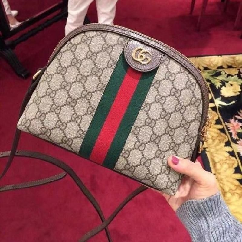 二手99新GUCCI古馳OPHIDIA 女士米色帆布金屬雙G貝殼包 蔡依林同款-細節圖2