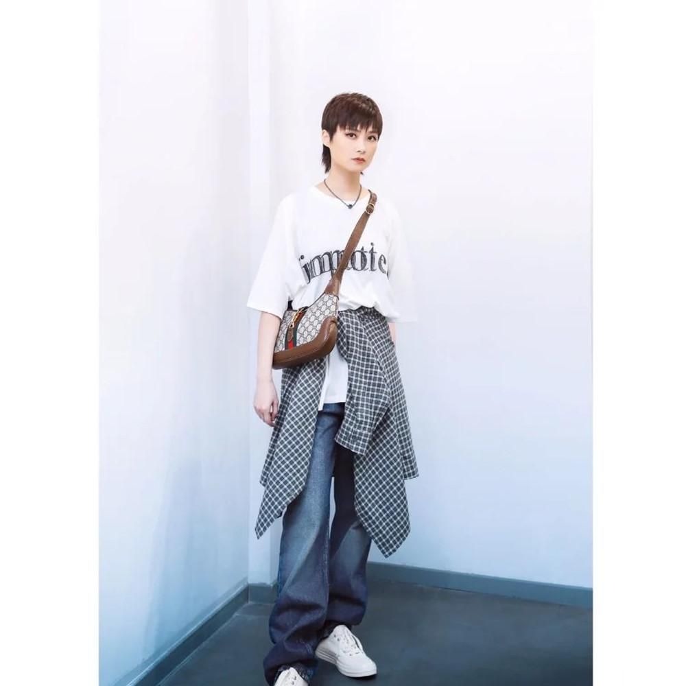 二手99新GUCCI/古馳Jackie1961小號棕色帆布手提腋下單肩斜跨包鹿晗同款-細節圖7