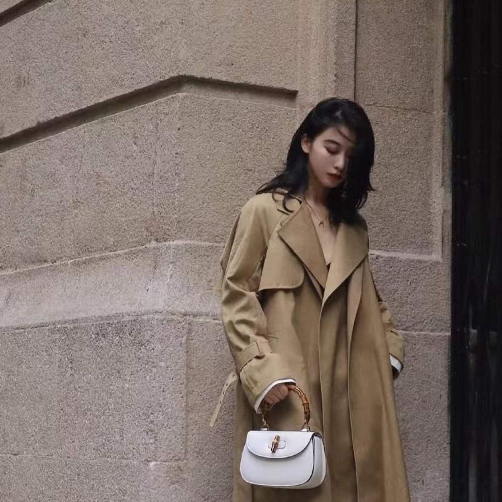 二手99新GUCCI/古馳22早春新款女士小號黑色皮革竹節斜跨手提包两色可選-細節圖4