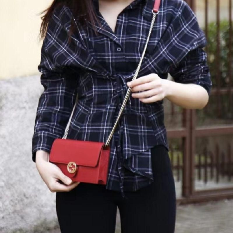 【二手99新】Gucci古馳女包 紅色單肩斜跨包 女款WOC-細節圖2